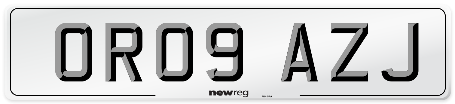 OR09 AZJ Number Plate from New Reg